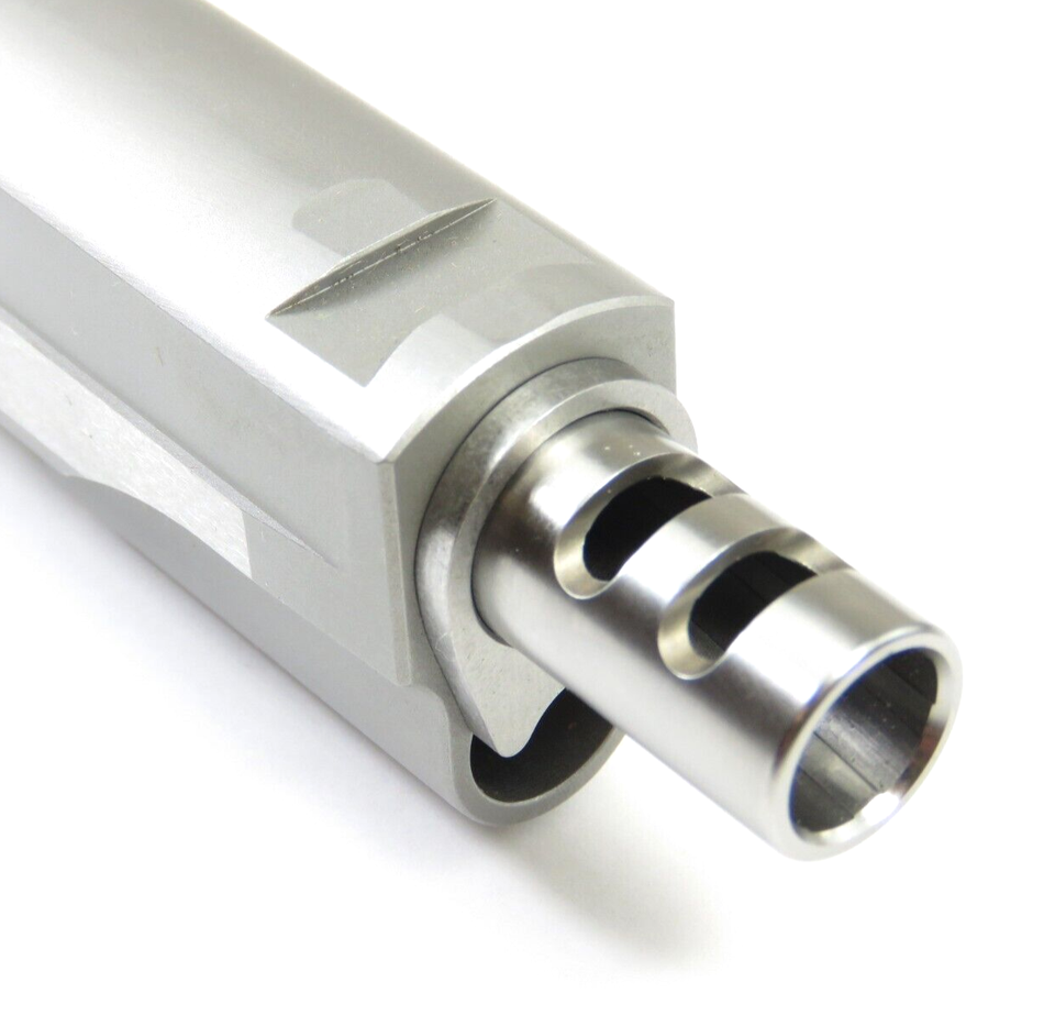 Extended & Ported 1911 9mm Barrel Assembly - 5.9" Government, Wilson/Nowlin Ramp, 2-Tone Stainless Steel