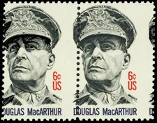 1424, Mint NH 6¢ Scarce Perf Shift Error Pair - MacARTHUR - Stuart Katz