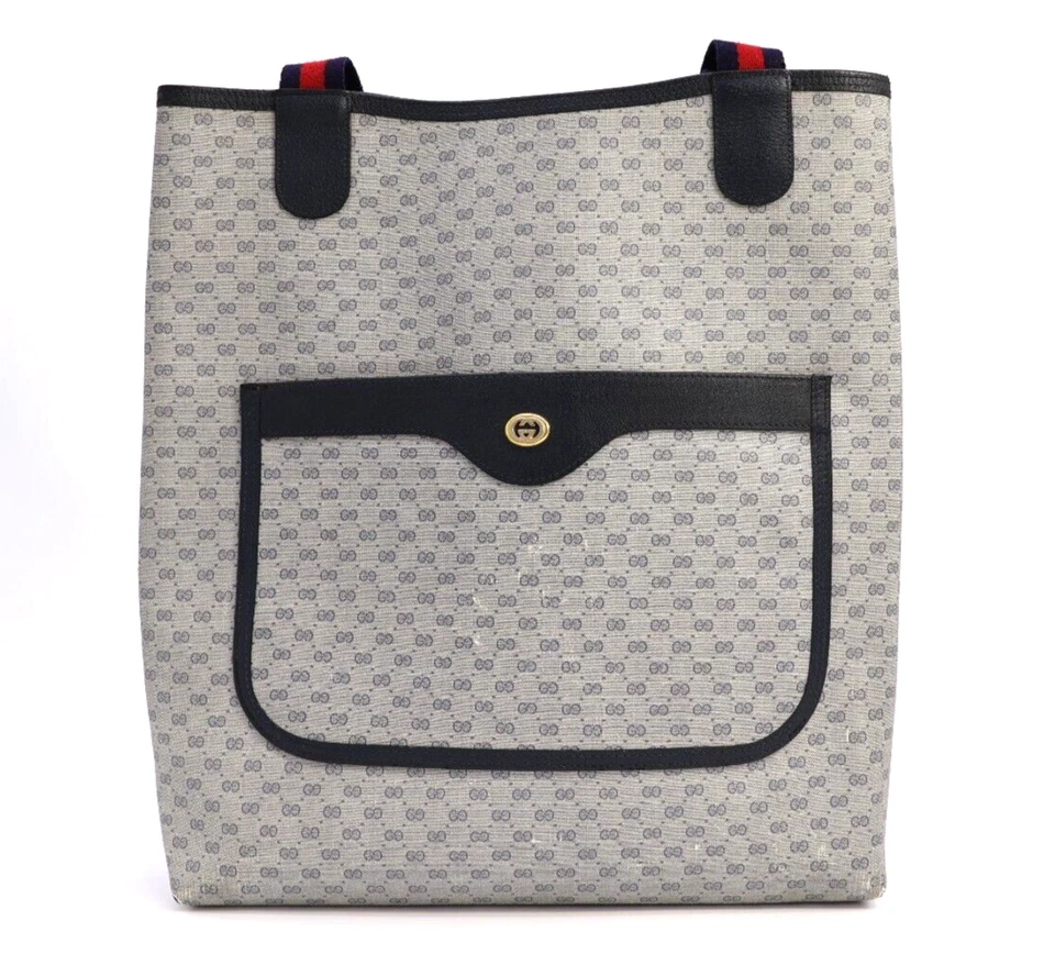 复古古驰托特包 单肩包 手提包 钱包 Micro-GG 雪利酒 灰色 正品 — 第 3/4 张图片