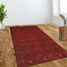 Eco-Friendly Hand Knotted Loom Wool Area Rug Contemporary Red BBH Homes BBL00109