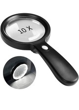 10X Magnifying Glass Light Jumbo Handheld Magnifier Large LED Illuminated Lens