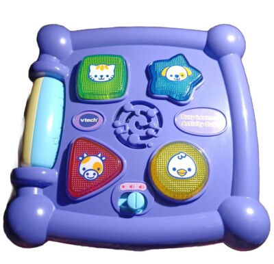 VTech 80-150589 Busy Learners Activity Cube- Red Blue Purple 7x7x7 Baby Toy 6mo+