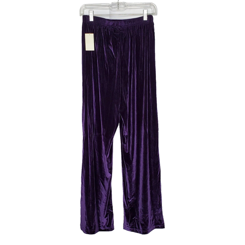 Coldwater Creek Velour Pants M Plum Purple Elastic Waist - Picture 2 of 6