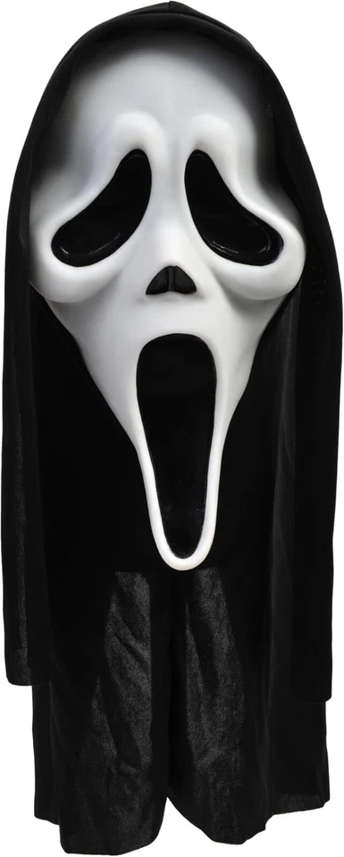 Máscara Ghost Face Scream blanca negra capucha para halloween hombres mujeres adultos nueva aterradora Foto 2 de 3
