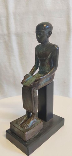 Altägyptische Statue Baumeister Imhotep - Bronze auf Sockel montiert - Bild 3 von 12