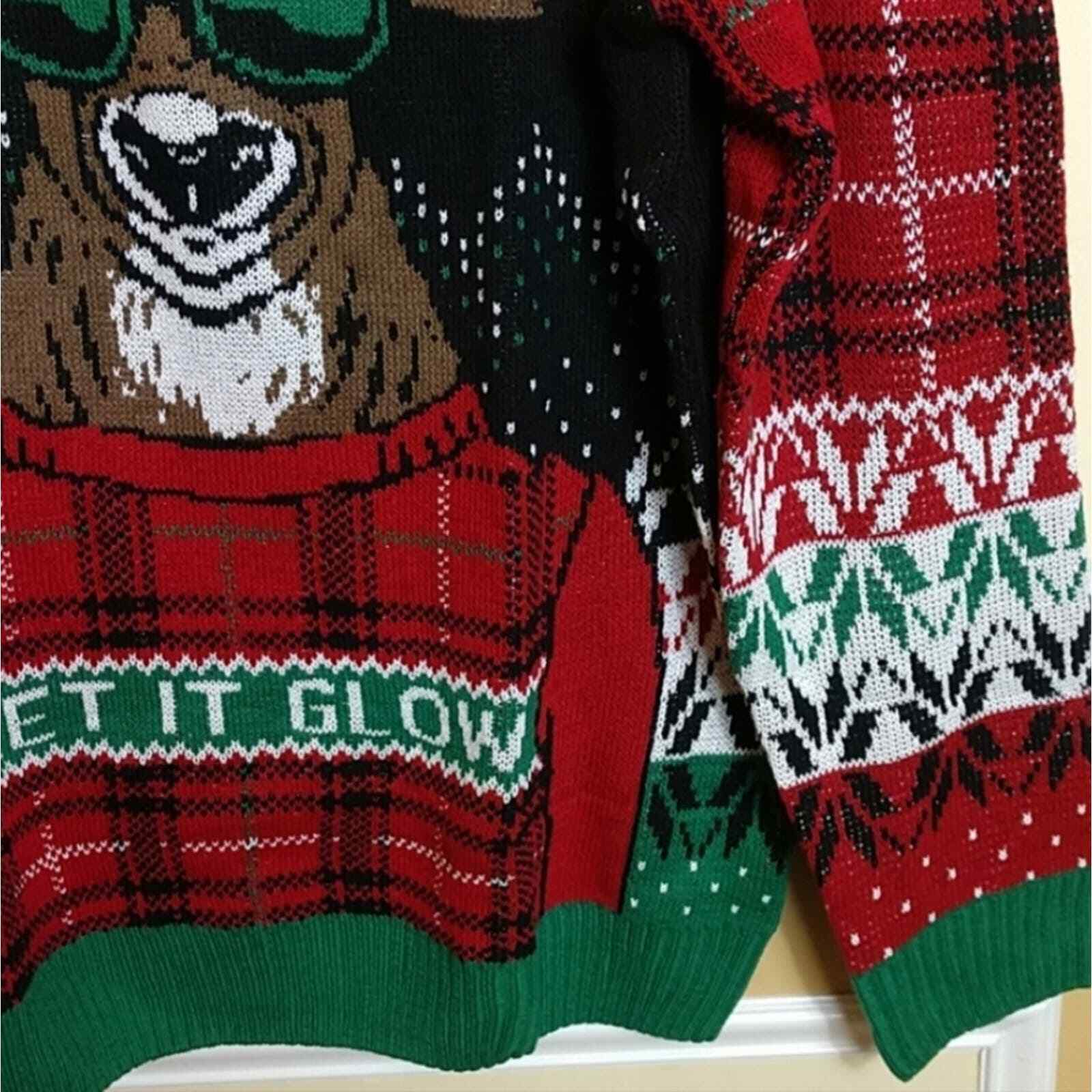 NWT Men's Ugly Holiday Sweater "Let it Glow" Deer with Christmas Lights