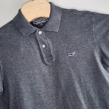 Men  s Vineyard Vines Short Sleeve Gray Logo Stretch Polo Shirt Size M Medium