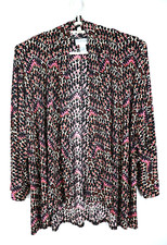 CHICO'S Women's Slinky Travel 3/4 Sleeve Open Front Jacket Geometric Size 2 M L