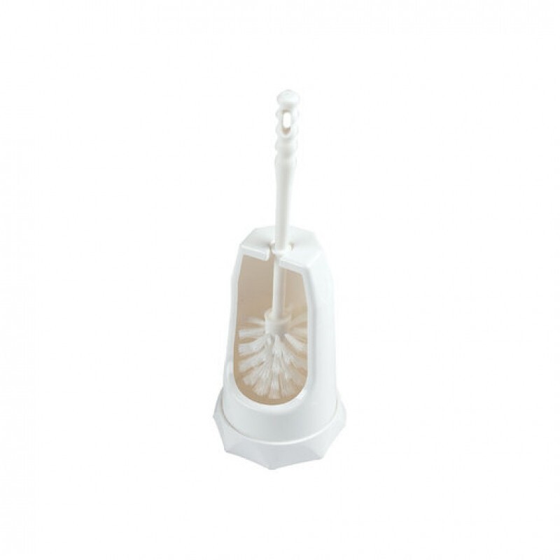 White Semi Enclosed Toilet Brush & Holder