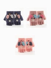 Soft Convertible Flip Top Gloves Kids Baby Winter Warm Knit Fingerless Mitten