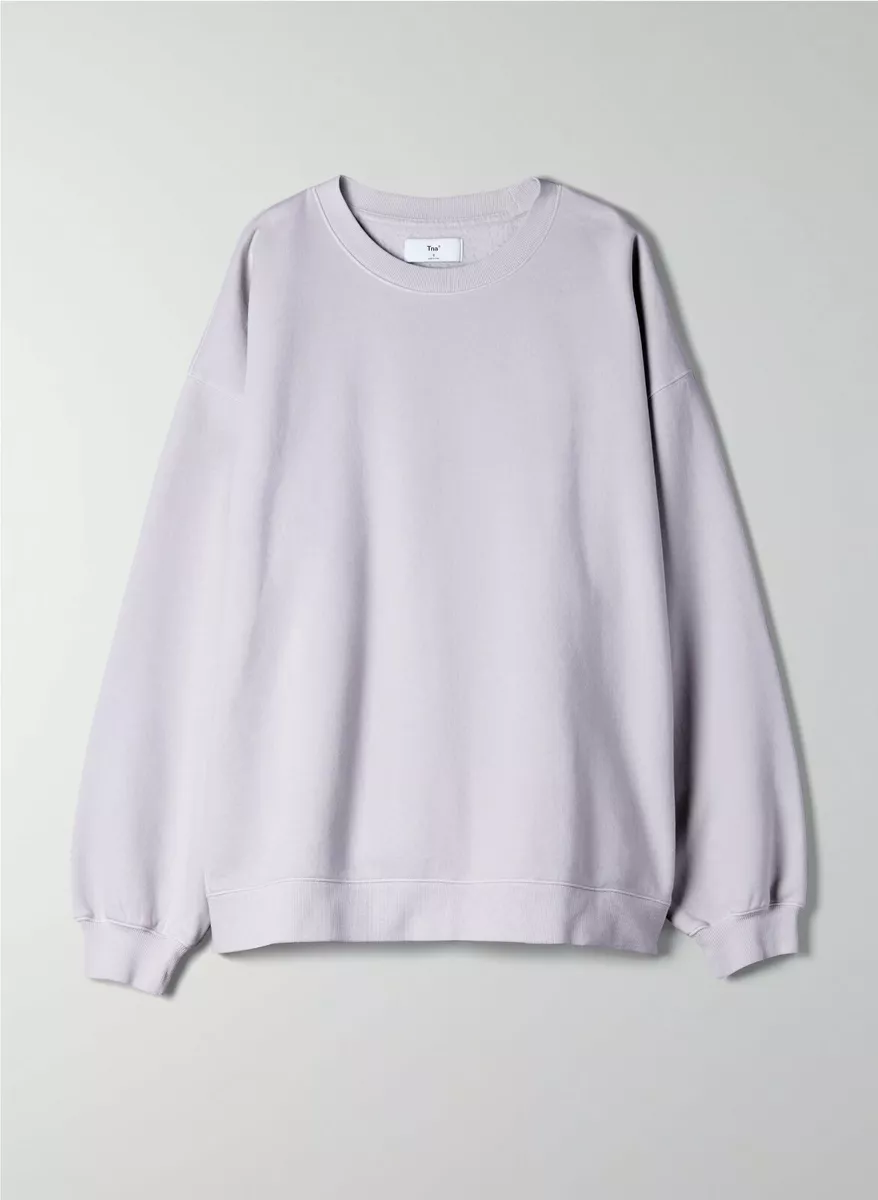 NWT Aritzia Tna Cozy Fleece Oversized Crew Lilac Fog Sweatshirt Sz