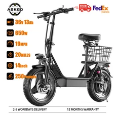 2025 Electric Scooter With Seat Basket Adult 500W Motor E-Scooter Soft Tires