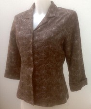 *anne Carson*ladies 100% Linen Brown Full-lined Tailored Summer Blazer Jacket S