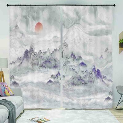 Purple Edge Clarity 3D Curtain Blockout Photo Printing Curtains Drape Fabric
