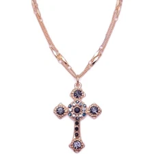 Mariana Rocky Road Gold Cross Pendant Necklace Grey Silver Black Mix 1149 NWT