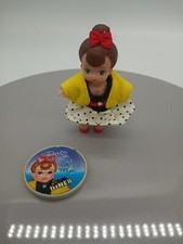 Tyco Dixie Diner's 3.5" Brown Hair/Blue Eye Doll Polka Dot Dress Dotty Stand