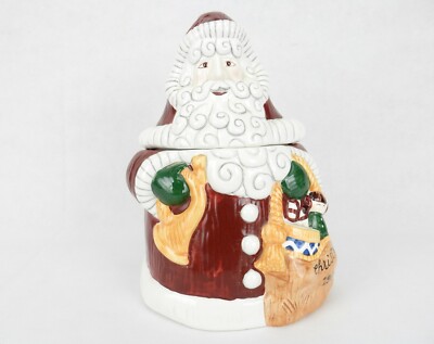 Santa Claus Porcelain Cookie Jar, 1996 Collectible, The Cellar Santa Series