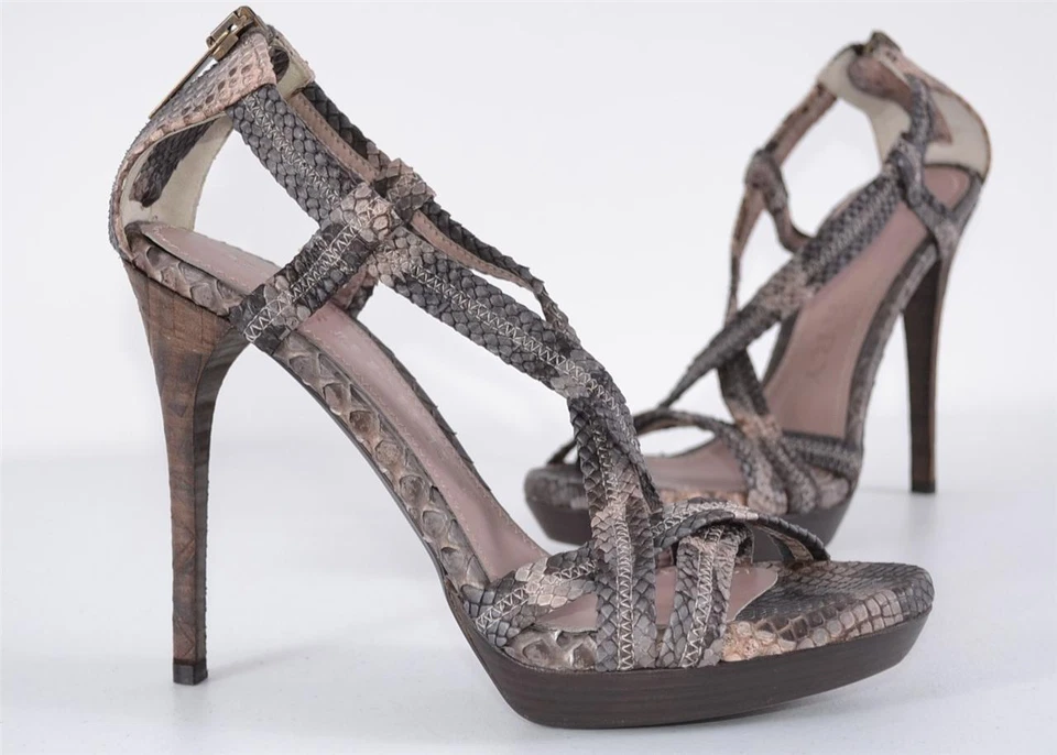 NEW BURBERRY PRORSUM $950 DEGRADE PYTHON SNAKESKIN NOVA CHECK SHOES 37 7 - Image 2 of 4