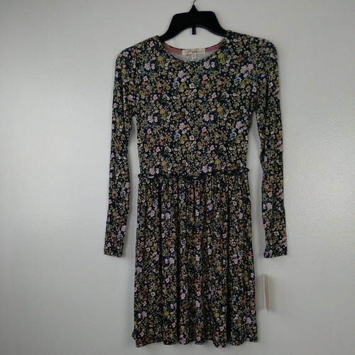Rewind Dress Size XS Navy Floral Long Sleeve Skater Juniors Teen NWT