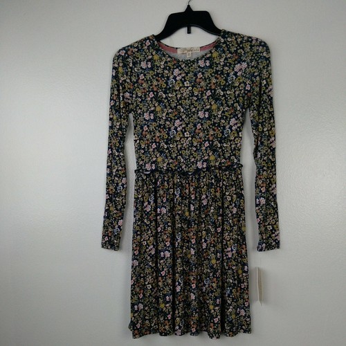 Rewind Dress XS Navy Floral Long Sleeve Skater Juniors | eBay