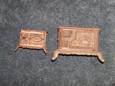 lot of 2 vintage miniature cast iron toy stoves