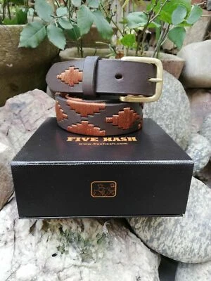 FIVE HASH HIGH QUALITY REAL LEATHER ARGENTINA STRONG RIDING POLO BELT.