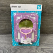 Pen+Gear Locker Set 4 Piece Rainbows Unicorns Stars Board Mirror Cup Marker