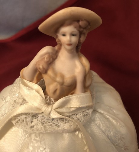 Antike viktorianische Nadelkissen Keramik Puppe Figur - Bild 2 von 7