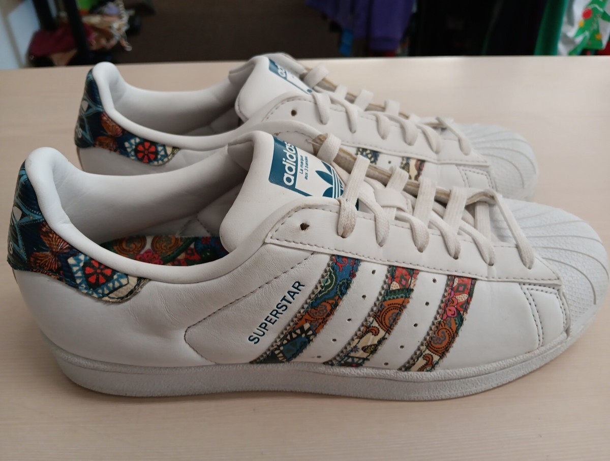 Adidas Originals Superstar Womens Sz 10 Paisley White