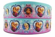 Elsa  Anna Princesses 1" Wide Repeat Ribbon Sold in Yard Lots