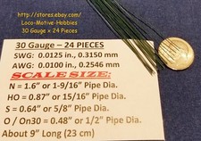 LMH WIRE N HO S O On30 30 Ga .012" .315 mm GRAB IRON Brake Rigging Piping 24 Pcs