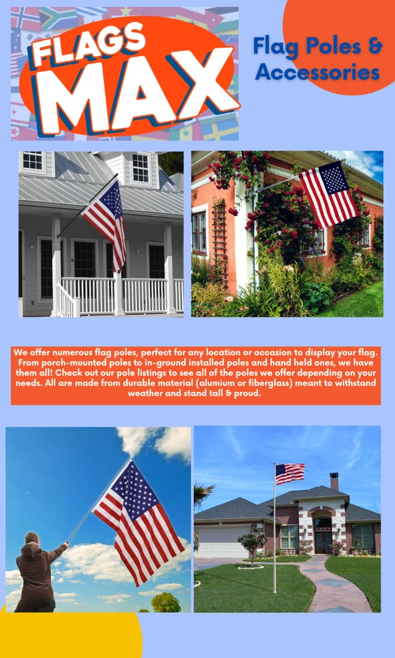 Soportes de aluminio ajustables blancos/plateados/negros montaje en pared postes de bandera bases Foto 2 de 2