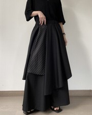 Japanese Street style Irregular Wide Leg Pants Women Loose Skirt Pants Unisex