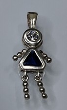 925 Sterling Silver Girl Triangle Sapphire September Birthstone CZ Pendant Charm