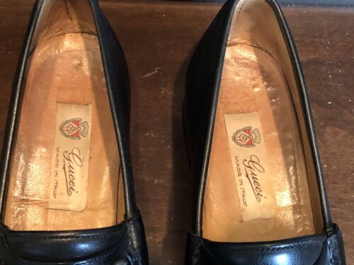Mocassini da uomo vintage in pelle nera Gucci taglia EU 42 M - Foto 15 di 16