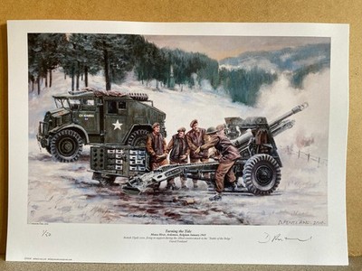 No 1 Ltd ed  Battle of the Bulge military art print British 25 pdr  crew