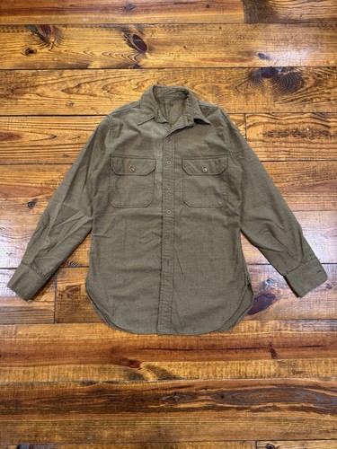 Vintage 40s WWII US Military Army Combat Wool Button Up Shirt Size 14.5 - 34 - Picture 1 of 18