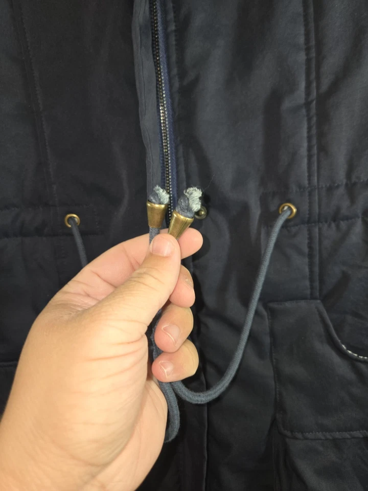 Grace Karin Women’s Navy Blue Winter Drawstring Hooded Coat Faux Fur Small - Image 3 of 4