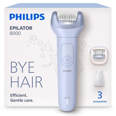 Philips BRE708/00 Series 8000 Epilator Wet Dry Cordless ProGuide Light Blue OB