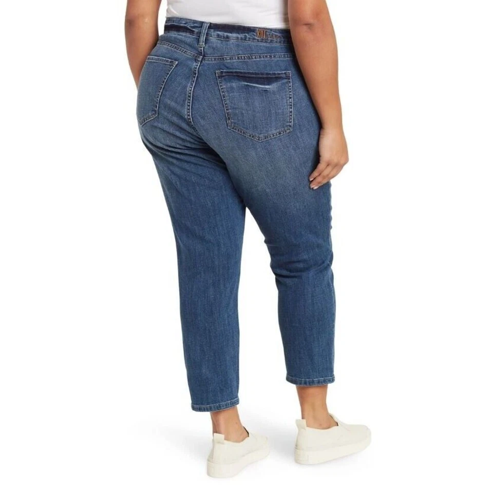 KUT Women Blue Distressed Katy Denim Ankle Crop Straight Jeans Plus Size 22W - Image 2 of 4