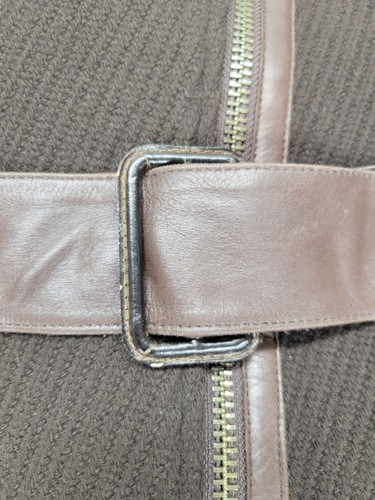 Mackage Asymmetrical Long Trench Coat Wool Coat P/S Chocolate Brown Leather - Picture 11 of 23