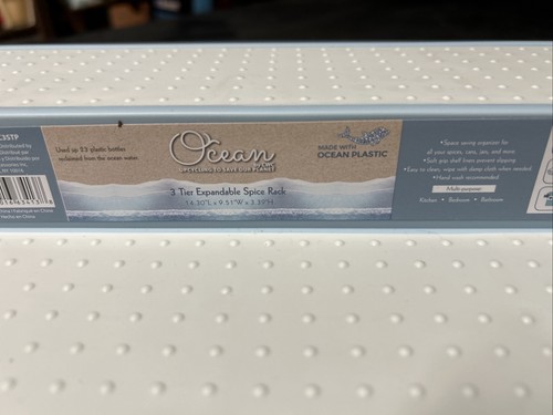 3 Tier Spice Rack With Soft Grip Shelf Liners Made From Bottles Found In Ocean - Picture 4 of 4