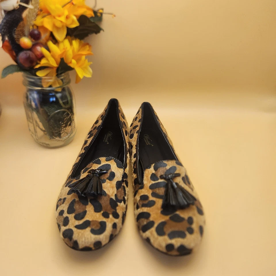 QUERIDO keira animal print borla sin cordones mocasines zapatos planos mujer talla 10 Y2K Foto 2 de 4