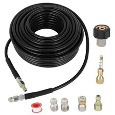 Sewer Jetter Nozzles Kit 100FT Drain Cleaning Hose Pressure Washer Male 1/4