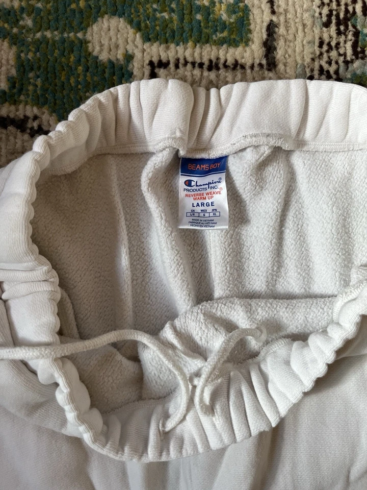 Pantalones deportivos Champion X Beams para niño blancos grandes de algodón pierna ancha blancos Foto 3 de 4