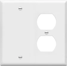 Combination Blank Device/Duplex Receptacle Outlet Wall Plate Cover, Standard Siz
