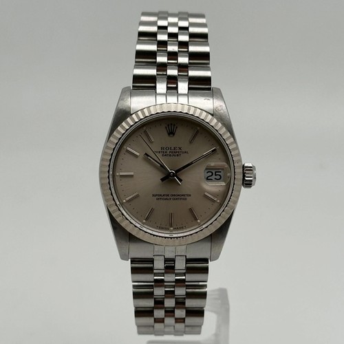 Rolex Datejust 31mm 18K White Gold Steel Silver Dial Watch 68274