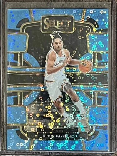 2023-24 Panini Select /99 Devin Vassell Light Blue Disco Prizm #48 Spurs