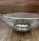 Vintage Mid-Century Modern Silver Open Spoke Wire Metal Round Fruit Bowl 9 3/4”  — photo 4