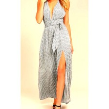 LULUS Boho Maxi Dress Coastal Floral Fairy Romantic Beach Resort Tropical Sexy M
